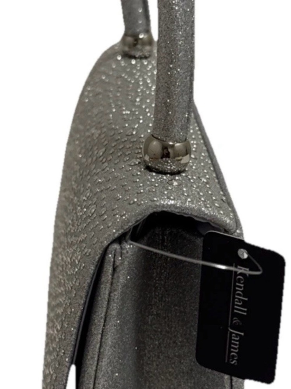 Kendall & James Silver Beaded Evening Purse, Shoulder Chain, NWT - Picture 6 of 12